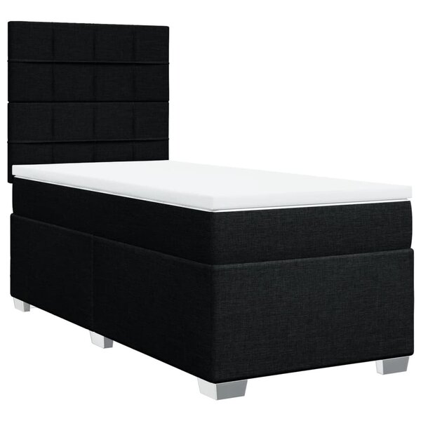 vidaXL Sommier à lattes de lit avec matelas Noir 90x190 cm Tissu