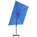 vidaXL Parasol de jardin en porte-à-faux avec mât en acier bleu azuré