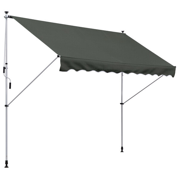 Store banne manuel rétractable 3L x 1 5l m inclinaison et hauteur réglable installation rapide métal alu polyester anti-UV gris