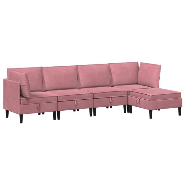 vidaXL Ensemble de meubles pour le salon 5 Pièces Rose Velours