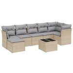 vidaXL Salon de jardin avec coussins 8Pièces mélange beige résine tressée