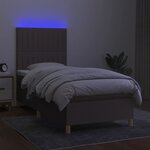 vidaXL Sommier à lattes de lit et matelas et LED Taupe 90x190 cm Tissu