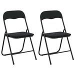 vidaXL Chaise pliante 2 Pièces Noir 48 x 44 x 78 cm Velours
