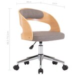 vidaXL Chaise pivotante de bureau Taupe Bois courbé et tissu