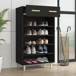 vidaXL Armoire à chaussures Noir 60x35x105 cm Bois d'ingénierie