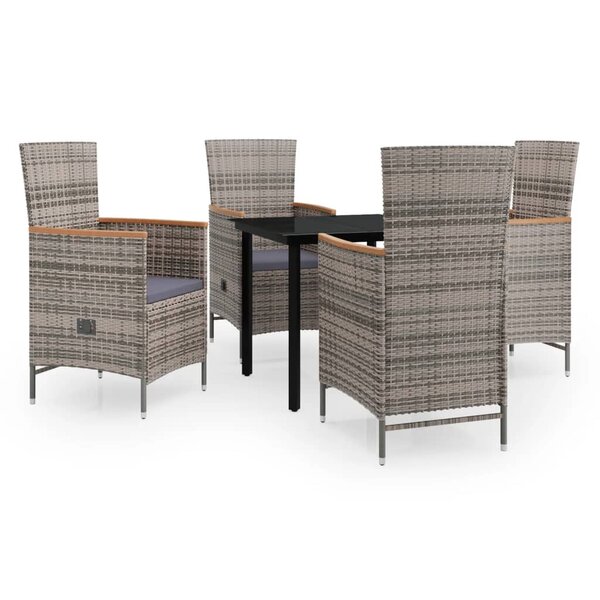 vidaXL Ensemble à manger de jardin avec coussins 5 Pièces Gris