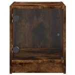 vidaXL Tables de chevet et portes vitrées 2 Pièces chêne fumé 35x37x42 cm