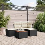 vidaXL Salon de jardin 5 Pièces avec coussins noir résine tressée