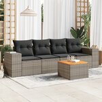 vidaXL Salon de jardin 5 Pièces avec coussins gris résine tressée