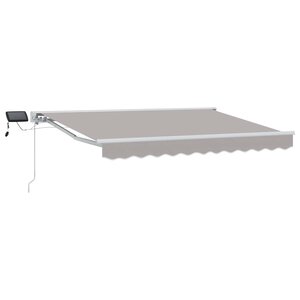 vidaXL Cadre de store manuel avec LEDs Gris clair et blanc 3 x 2 5 m