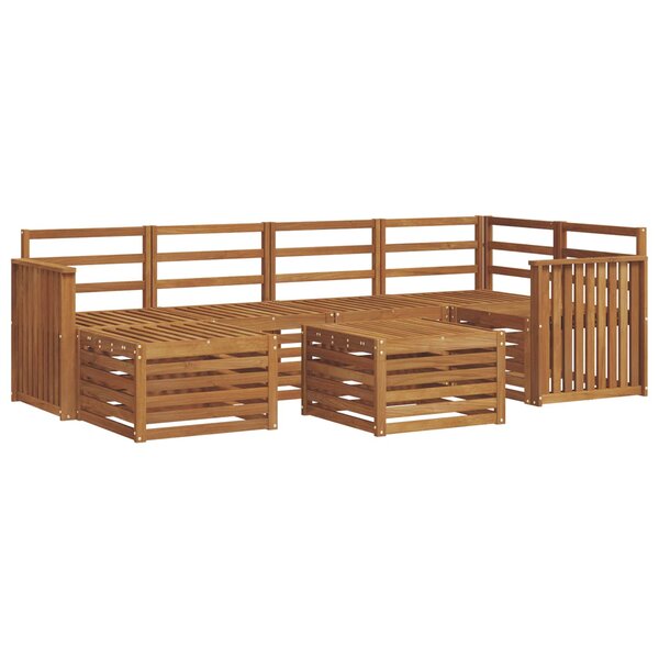 vidaXL Ensemble de canapé d'angle 7 Pièces Naturel Bois d'Acacia Massif