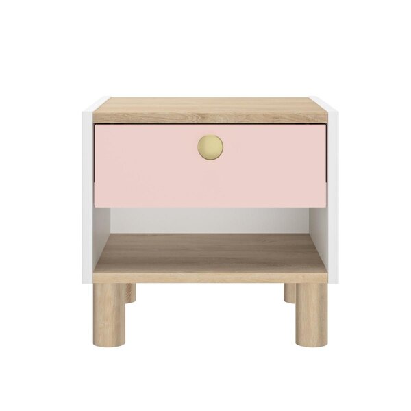 Chevet 1 tiroir 1 niche rose
