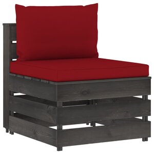 vidaXL Canapé central sectionnel avec coussins Bois imprégné de gris