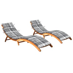 vidaXL Chaises longues lot de 2 avec coussins Bois d'acacia solide