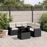 vidaXL Salon de jardin 6 Pièces avec coussins noir résine tressée