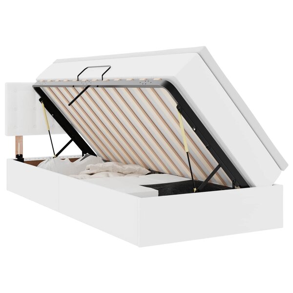 vidaXL Lit avec rangement et LED avec bandes LED Blanc pur 90 x 200 cm