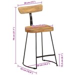 vidaXL Tabourets de bar lot de 2 49x43x79 cm bois de manguier massif