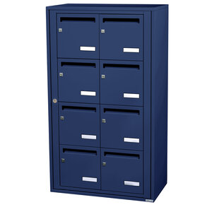 Bloc collectif leabox.com  2x4  grade 3  simple face  Intérieur  fixation murale  Bleu Saphir RAL 5003 finition brillante