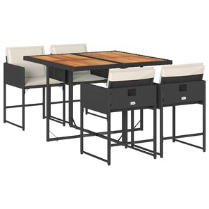 vidaXL Ensemble à manger de jardin coussins 5Pièces Noir Résine tressée