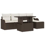 vidaXL Set de canapé de jardin 6 pièces avec coussins marron en résine tressée