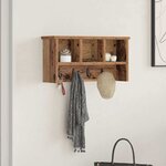 vidaXL Porte-manteau mural avec étagère Bois ancien 50 x 16 x 26 cm