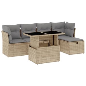 vidaXL Salon de jardin avec coussins 6 Pièces beige résine tressée