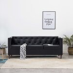vidaXL Canapé chesterfield à 3 places Revêtement en similicuir Noir