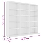 vidaXL Armoire à CD Blanc 100x23x89 5 cm Bois d’ingénierie