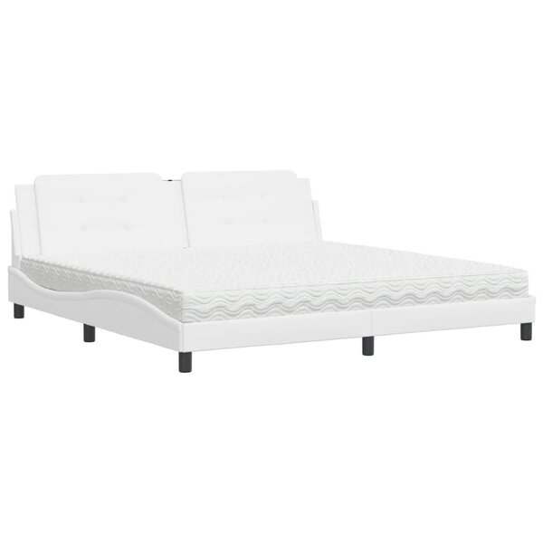 vidaXL Lit avec matelas Zadar blanc 200x200 cm similicuir