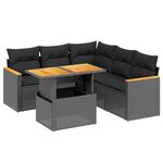 vidaXL Salon de jardin 6 Pièces avec coussins noir résine tressée