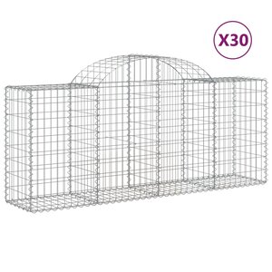 vidaXL Paniers à gabions arqués 30 Pièces 200x50x80/100 cm Fer galvanisé