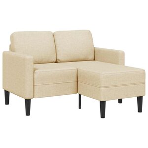 vidaXL Canapé 2 places avec méridienne en L crème 125 cm tissu