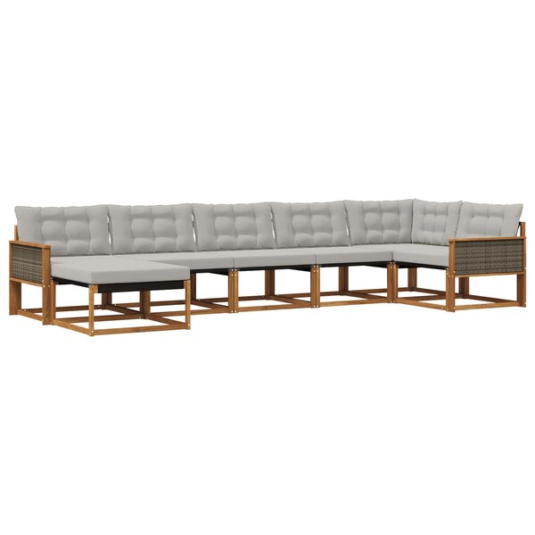 vidaXL Ensemble de canapés d'extérieur 7 pc Naturel et gris clair