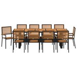 Ensemble de salle à manger de jardin vidaXL 11 pièces Noir Poly Rattan Acacia
