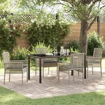 vidaXL Ensemble de salle à manger de jardin 5 pièces avec coussins gris clair en poly rattan