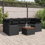vidaXL Ensemble de canapé de jardin 7 Pièces Noir Poly rotin