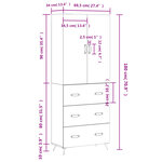 vidaXL Buffet haut Sonoma gris 69 5x34x180 cm Bois d'ingénierie