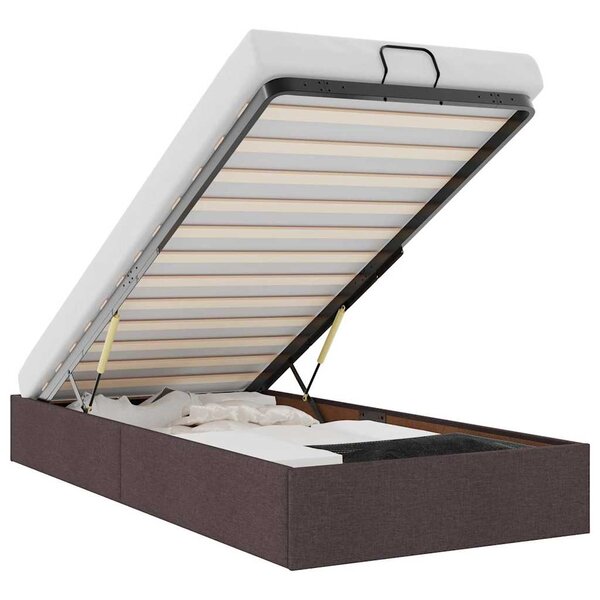 vidaXL Cadre de lit ottoman sans matelas marron foncé 80x200 cm tissu