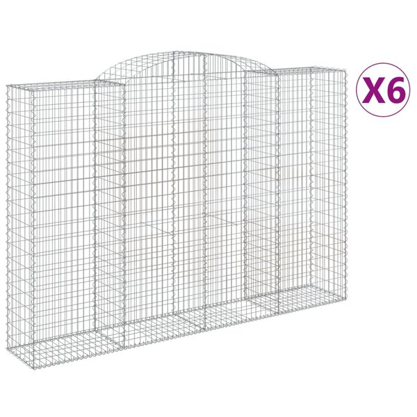 vidaXL Paniers à gabions arqués 6 Pièces 300x50x200/220 cm fer galvanisé
