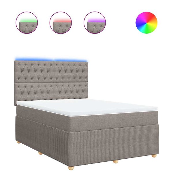 vidaXL Sommier à lattes de lit avec matelas Taupe 140x190 cm Tissu