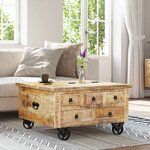vidaXL Table basse Bois de manguier brut 70 x 70 x 40 cm