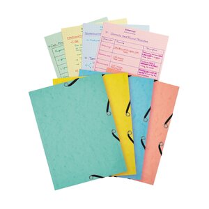 Chemise 3 Rabats À Élastiques Aquarel + 25 Fiches Bristol A5 - 4 Couleurs Assorties - Couleurs Assorties - X 10 - Exacompta