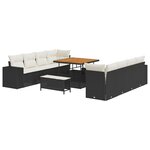 vidaXL Ensemble de canapé de jardin 11 pièces avec coussins en poly rattan noir
