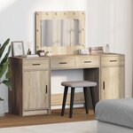 Ensemble de coiffeuse 3 pièces avec LED en chêne Sonoma en bois d'ingénierie