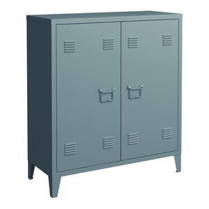 Casier de bureau armoire meuble de rangement pour bureau atelier chambre acier de bureau métallique à 2 portes 90 x 80 x 33 cm gris-bleu 03_0006339