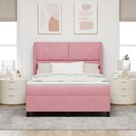 Lit Box Spring vidaXL avec Matelas Rose 160x200 cm Velours