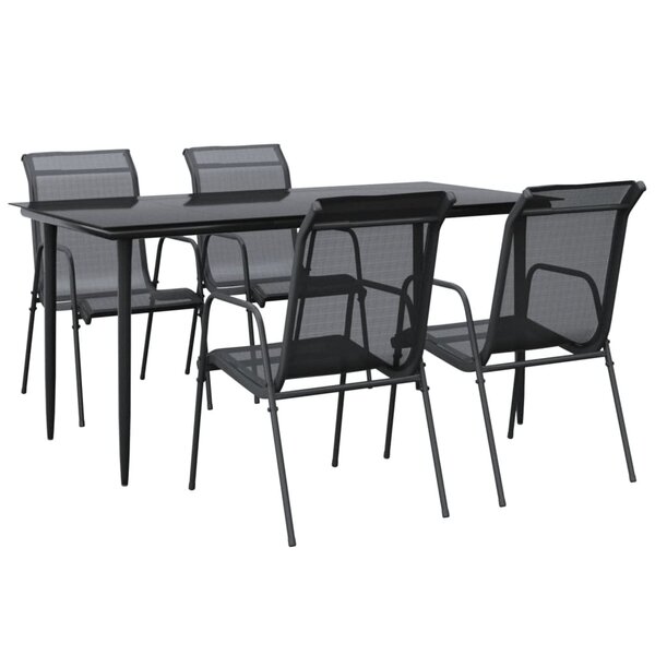 vidaXL Ensemble à manger de jardin 5 Pièces noir textilène et acier