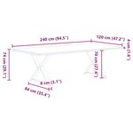 vidaXL Table à manger avec bord naturel 240x120x74cm bois massif chêne