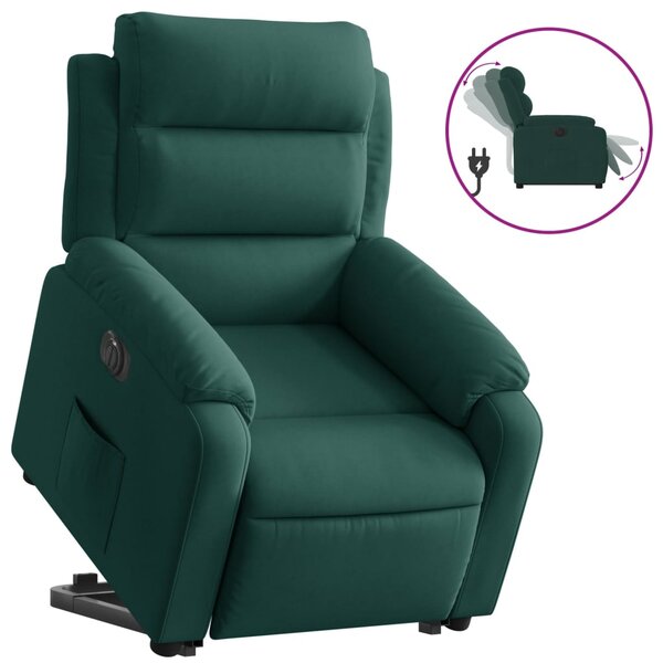 vidaXL Fauteuil inclinable électrique vert foncé velours