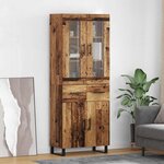 vidaXL Haut Armoire 2 Pièces Bois Ancien Bois Aggloméré et Verre